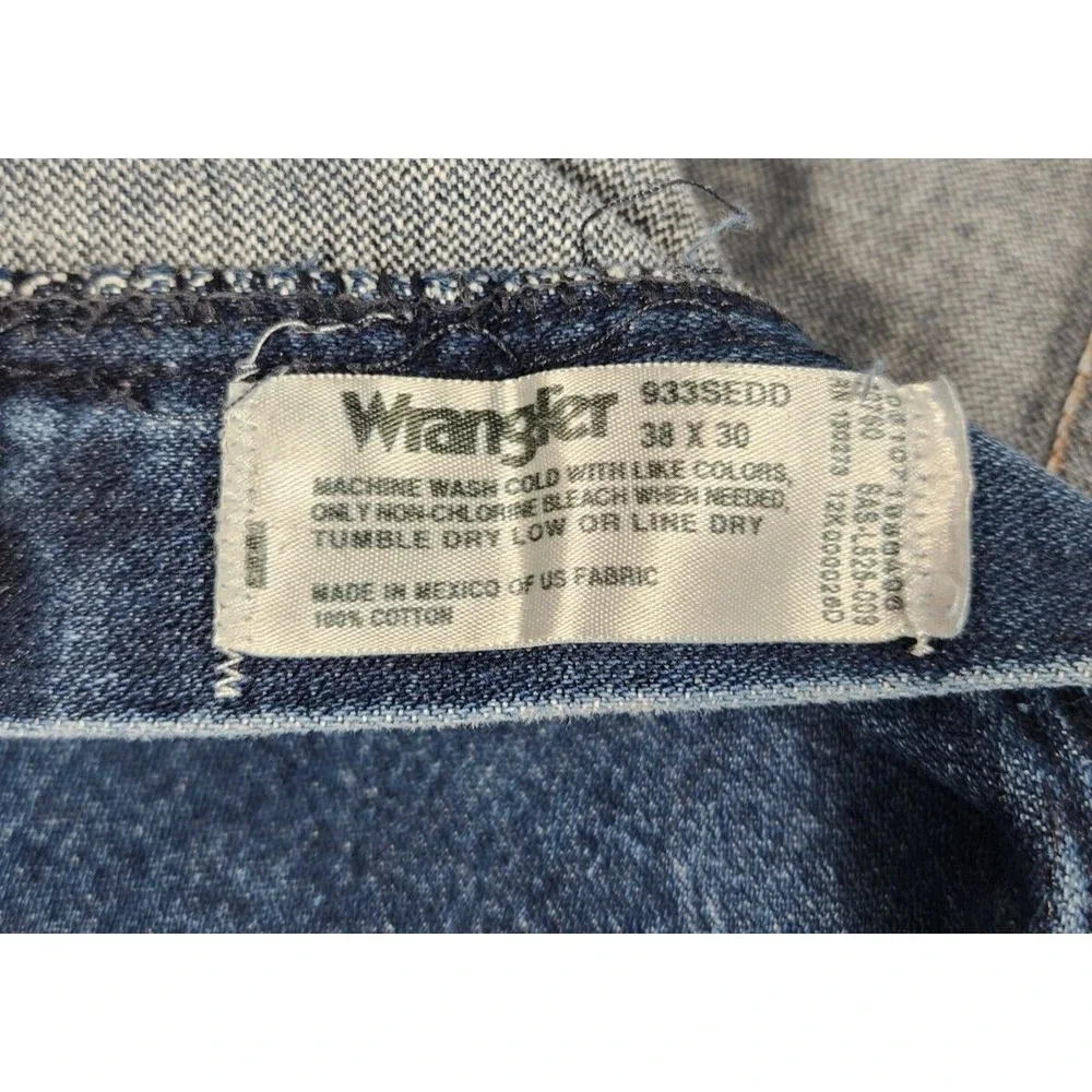 Wrangler 933SEDD Mens Regular Fit Straight Leg Jeans Medium Wash Blue 38x30